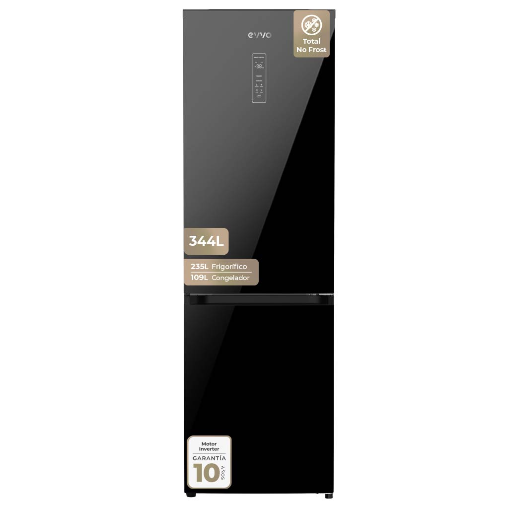 EVVO - Frigorífico Combi F59 Total No Frost de 346 L con motor Inverter y iluminación LED para hogares familiares
