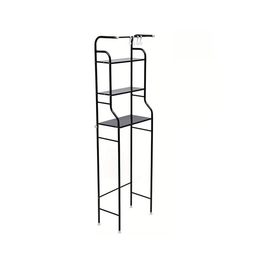 Estantería sobre Inodoro WC Armario para Cuarto de Baño, Colada Estante Almacenamiento, Color Negro, 166x47x25cm COSHANO