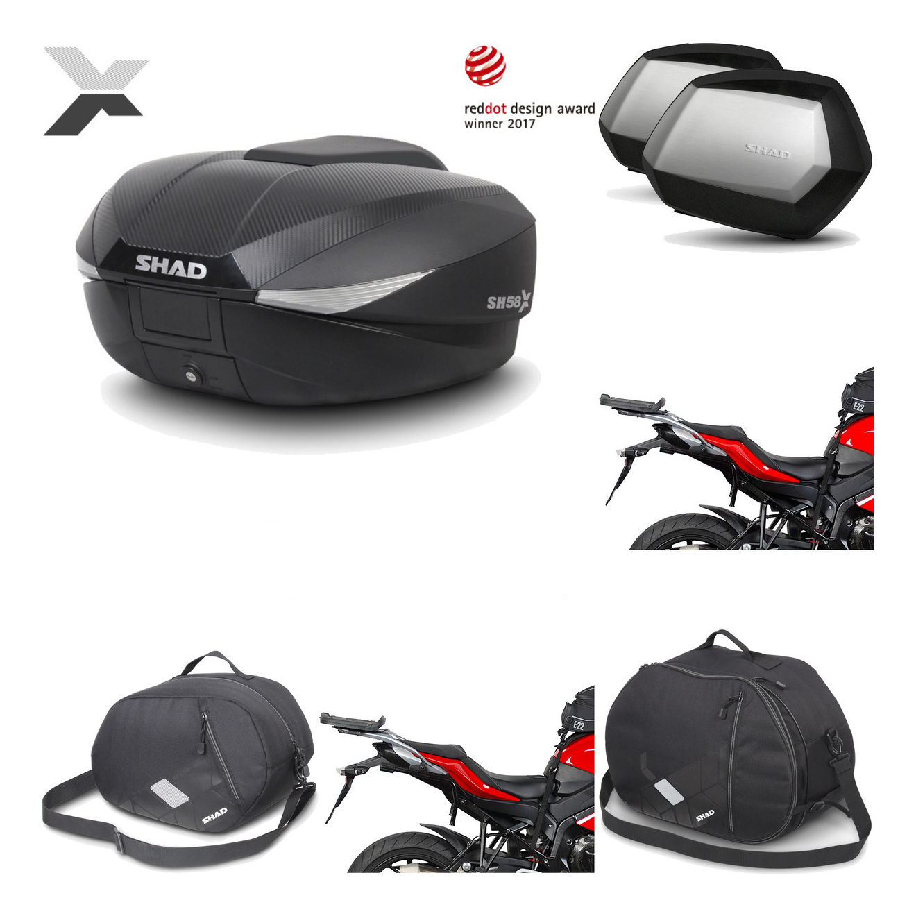 Maletas Laterales + Baul Trasero + Herraje Montaje + Accesorios + Herraje 3P Sh58x Sc Sh35 Premium KIT-193805