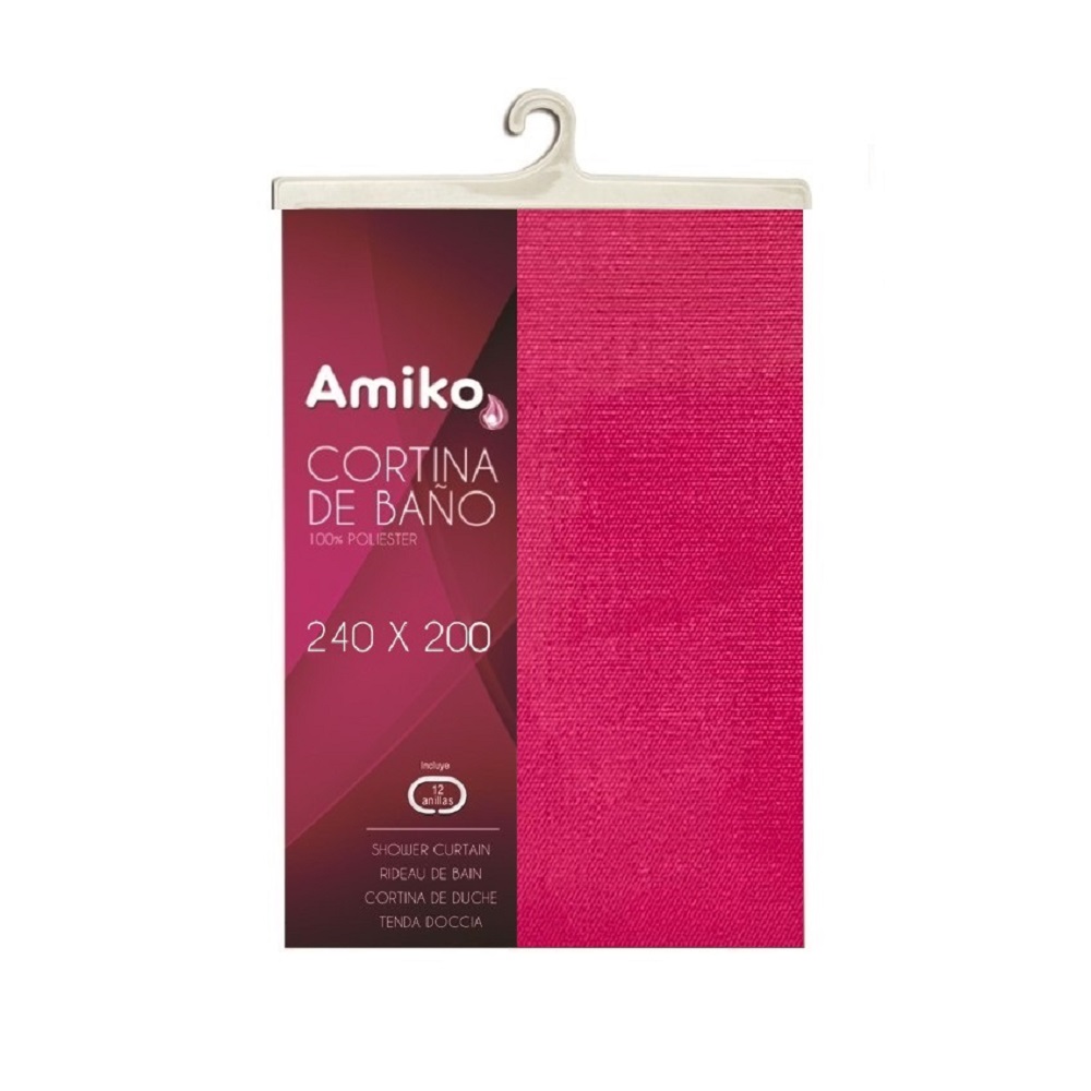 CORTINA DE DUCHA DE POLIÉSTER AMIKO 240X200 CENTIMETROS DE COLOR ROSA
