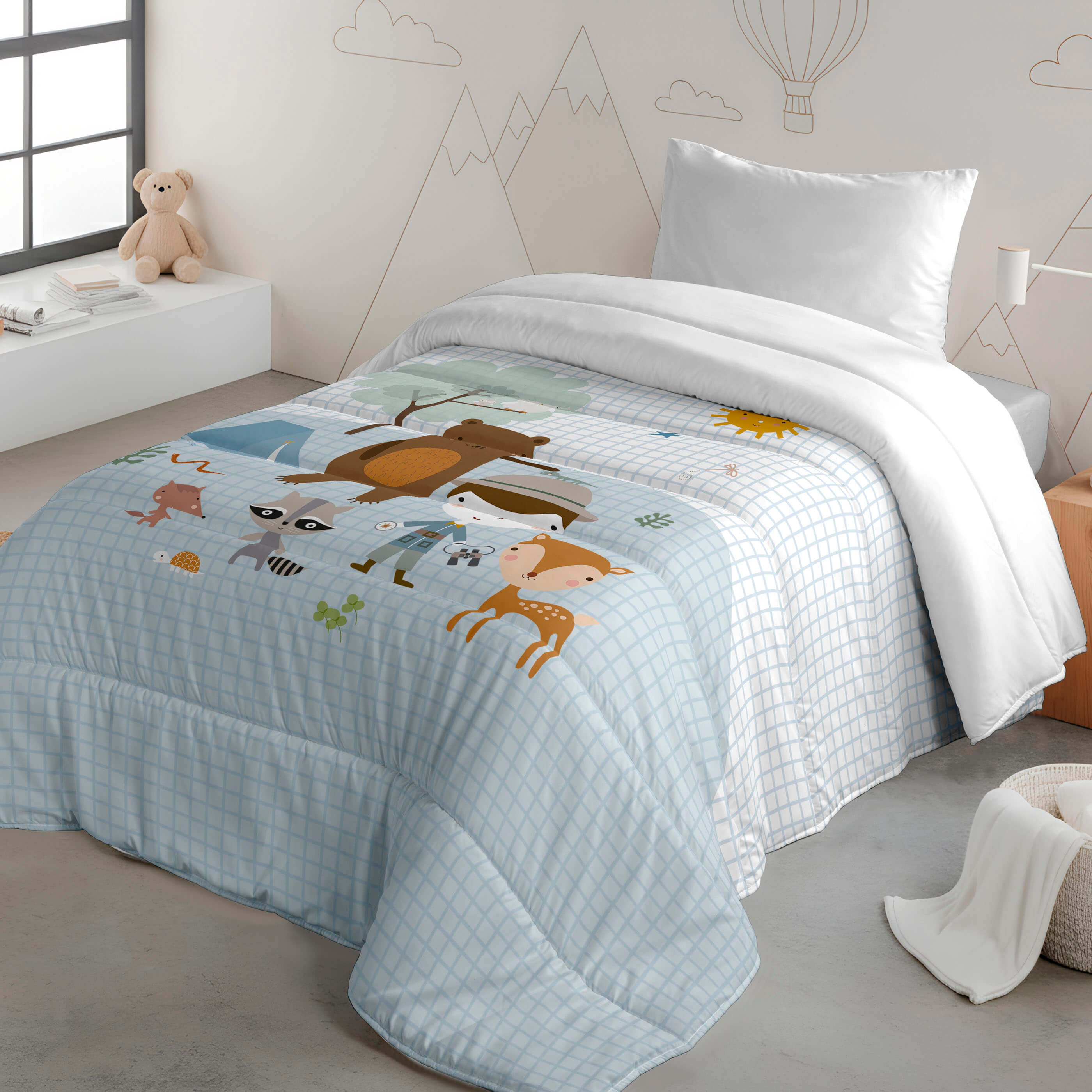 HACIENDO EL INDIO - Edredón Nórdico Infantil Estampado 100% Algodón - Relleno 200 gr Tacto Pluma - Ideal para Invierno, Antialérgico y Transpirable - Disponible para Cama 90/105 cm - Fabricado en España