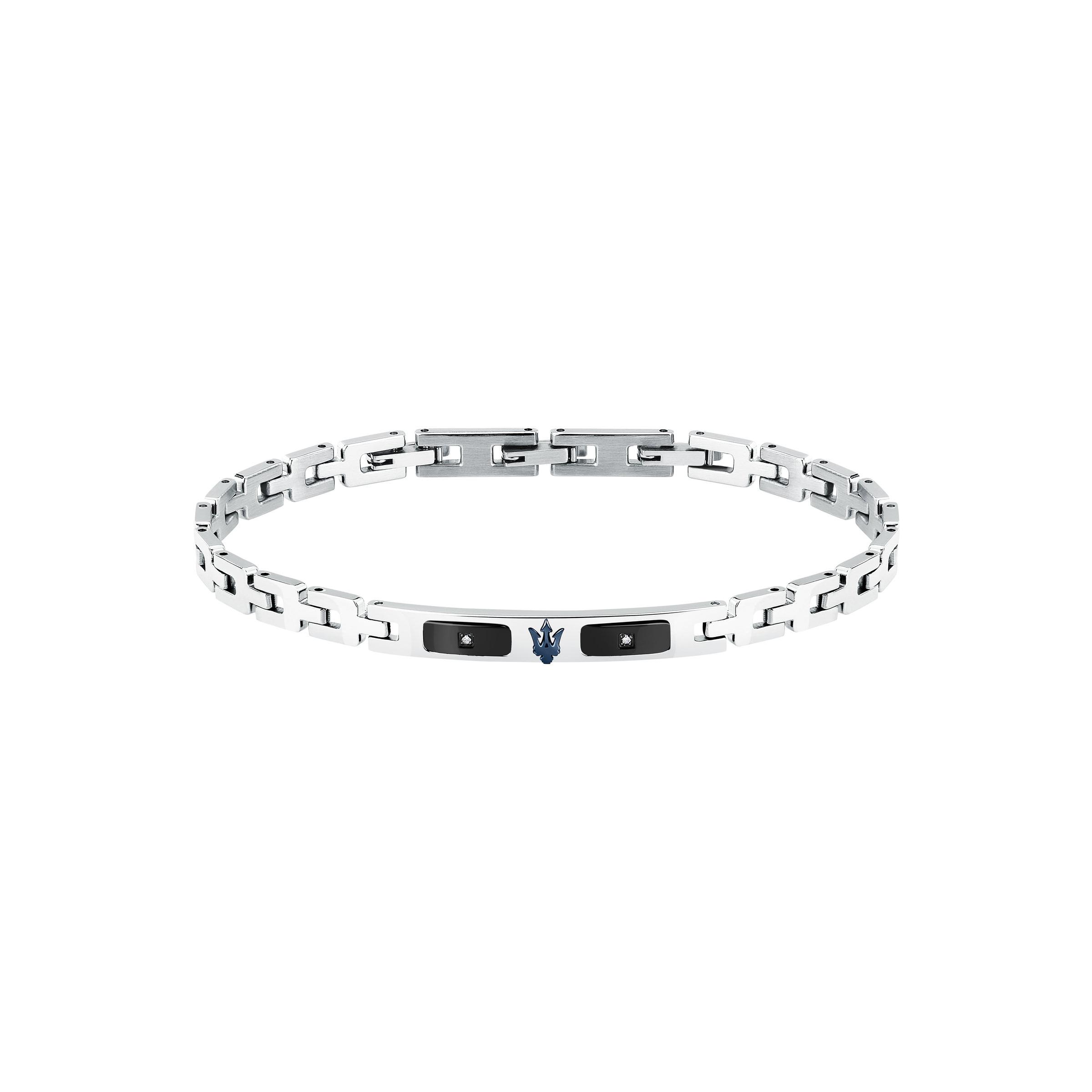 Maserati Pulsera Hombre Diamonds Br Ss Blk+blu Dia 0.009 18+3.5 De Acero Azul, Negro, Plateado Jm125aty24