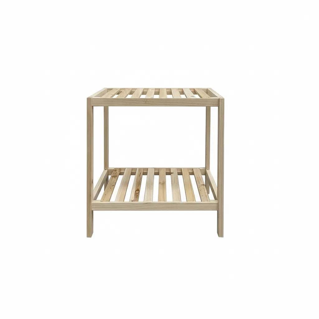LIN HOME XZ-24934 Estantería de Madera Clara de 2 Niveles - Estructura Abierta - Organizador para Hogar