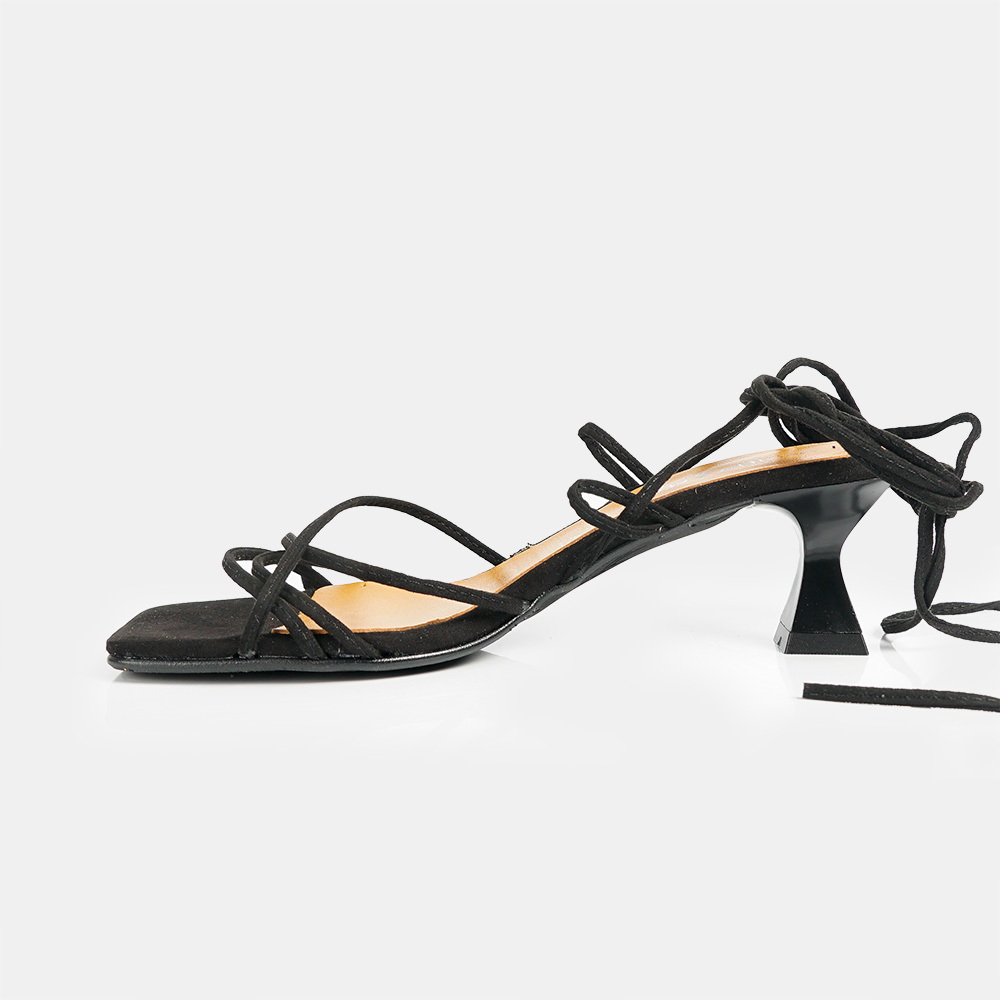 1990s Sandalias de Piel con Tacón Alto y Tiras Trenzadas para Mujer