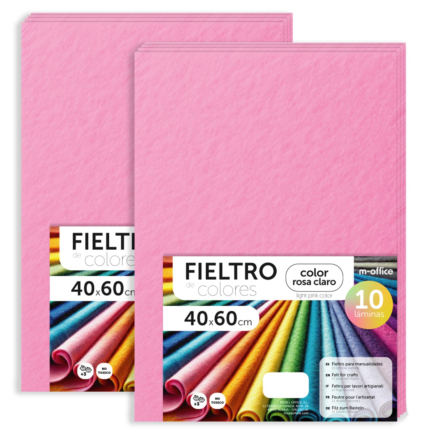 Fieltro para Manualidades, Fieltro de Colores, Suave y Flexible, Material para Costura, Telas Patchwork, Ideal para proyectos DIY, artesanía o decoración, Tamaños Variables - m-office Distintos Colores