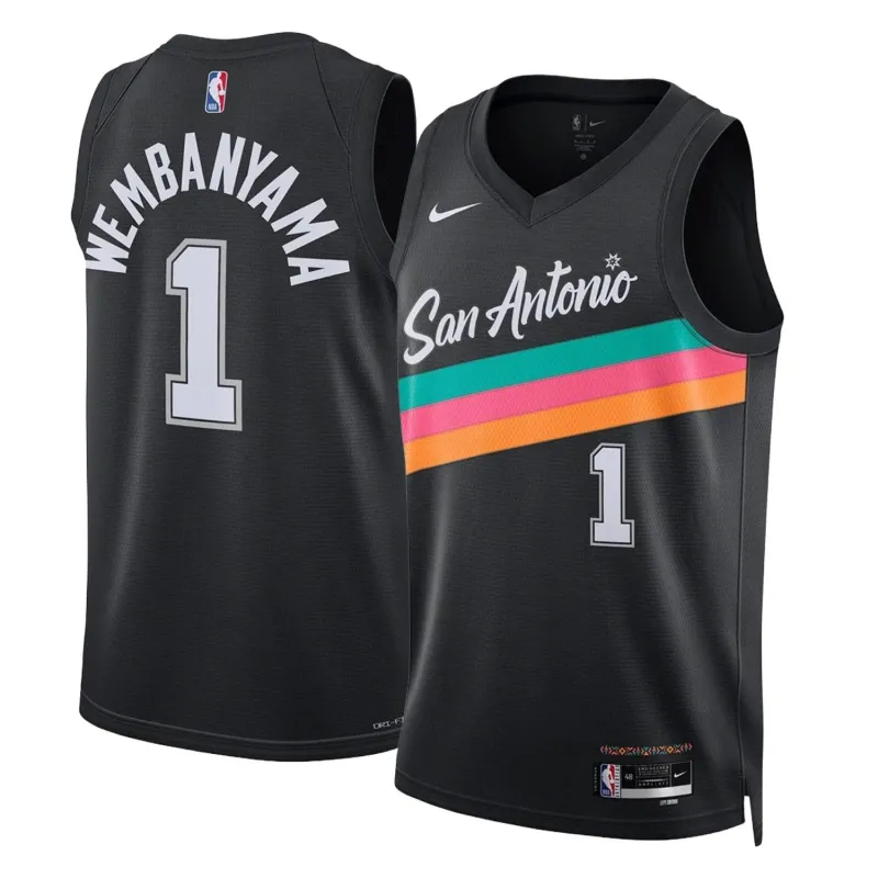 Camiseta Victor Wembanyama City Edition Spurs Nike Swingman Junior