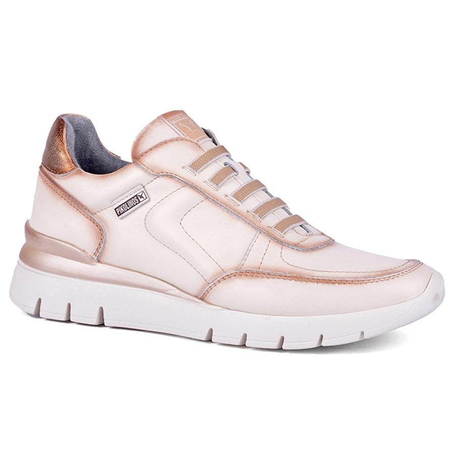 Pikolinos Cantabria W4R-6731 deportiva de piel de mujer, color Nata. Cómoda y flexible.