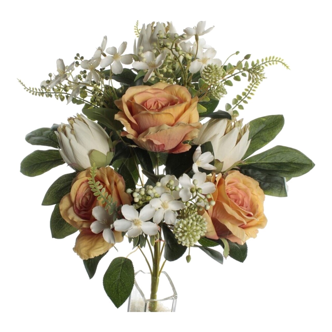 Ramo Encarado De Rosas Y Proteas Artificiales 52 Cm 406072-LIL