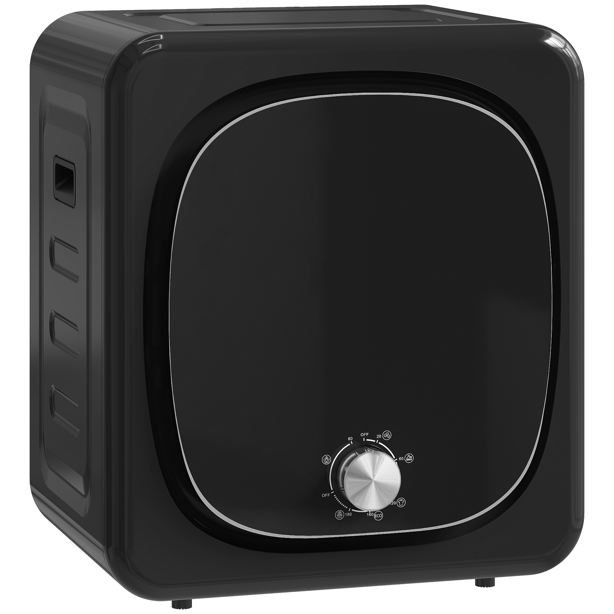 HOMCOM Secadora de Evacuación 3 kg, Secadora de Ropa 800W, Función Antiarrugas, Función Esterilizar, 5 Programas, Carga Frontal, Fácil de Planchar, Tambor Inox, Montable en Pared o Suelo, Negro