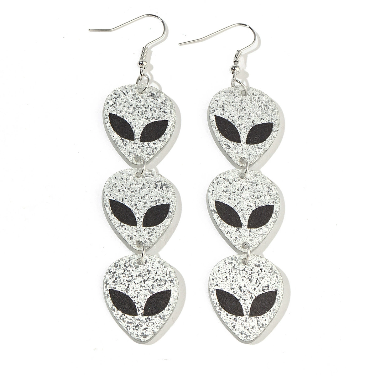 Pendientes personalizados de Plata Futurist Alien Ghost Head Acrílico