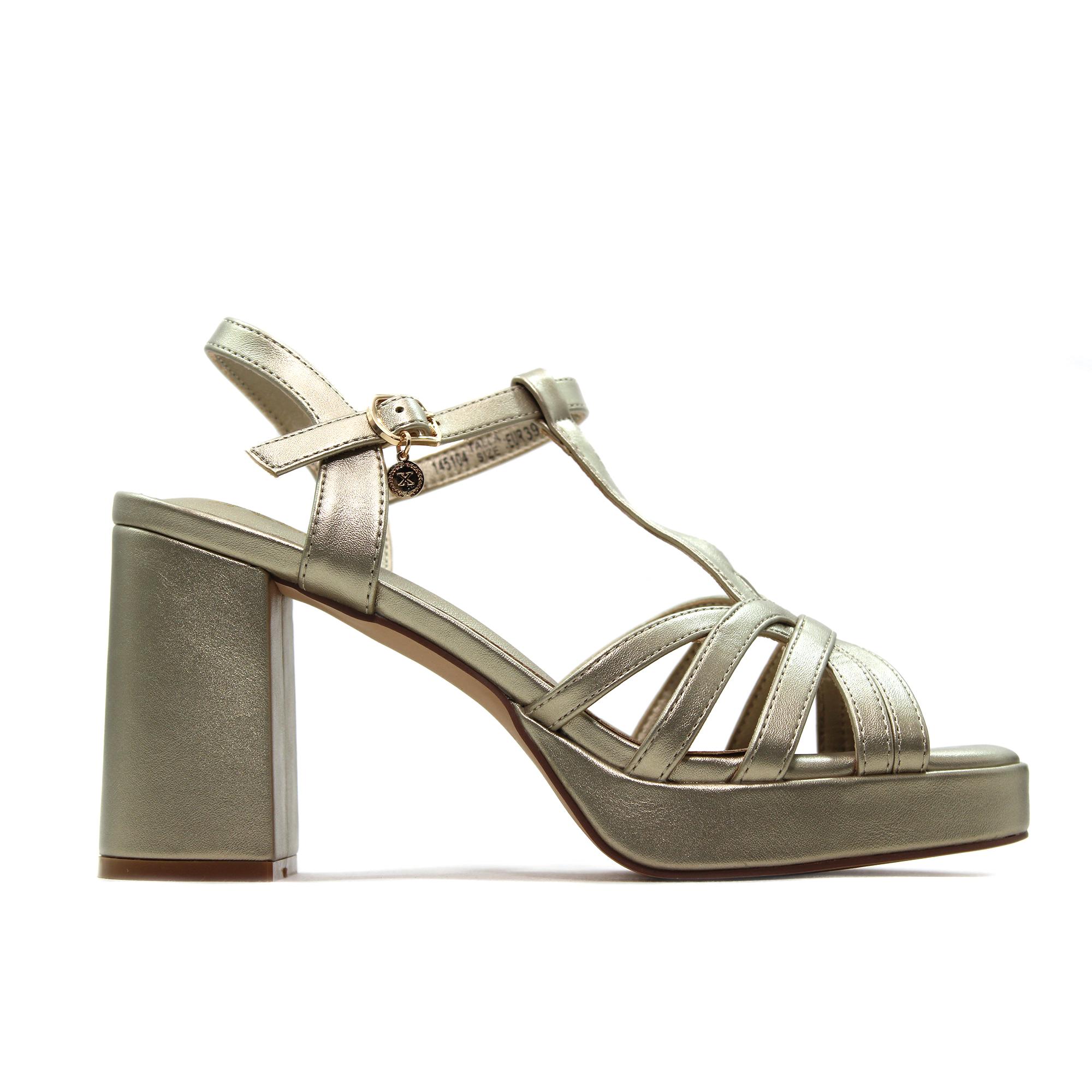 Xti 145104 Sandalias de tacón alto,cierre de hebilla al tobillo,plataforma,color liso,tiras,elegante para señora
