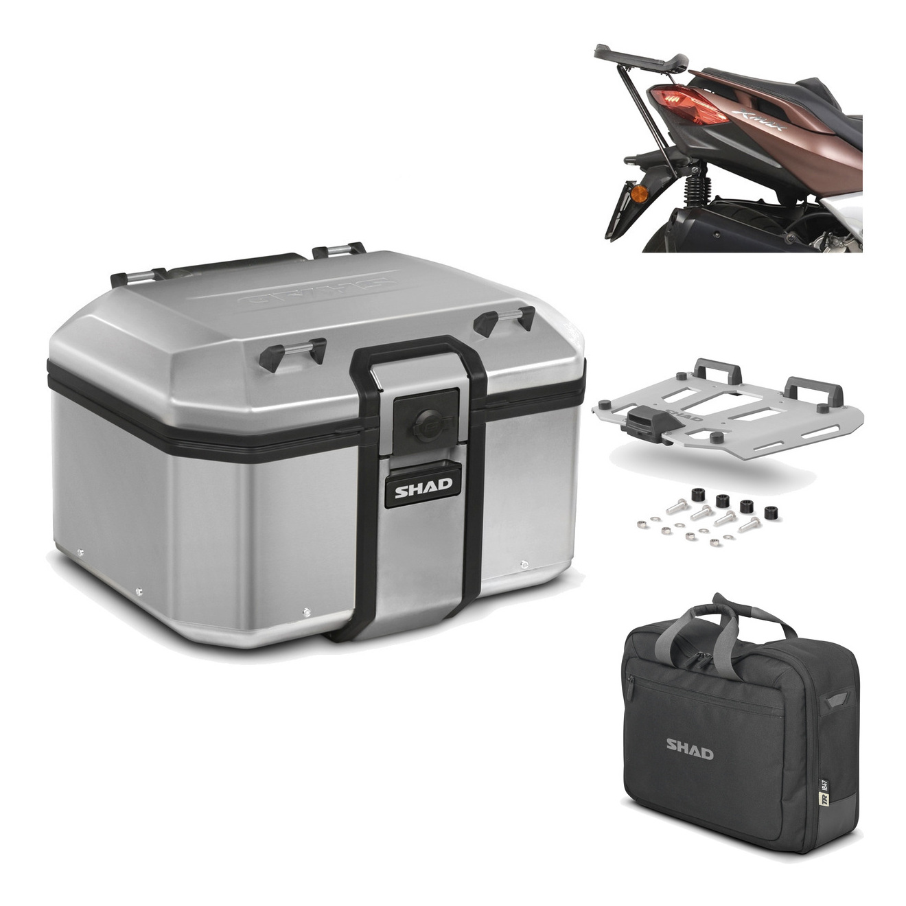 Baul Trasero + Herraje Montaje + Parrilla + Bolsa Interna Tr48 Terra KIT-189305