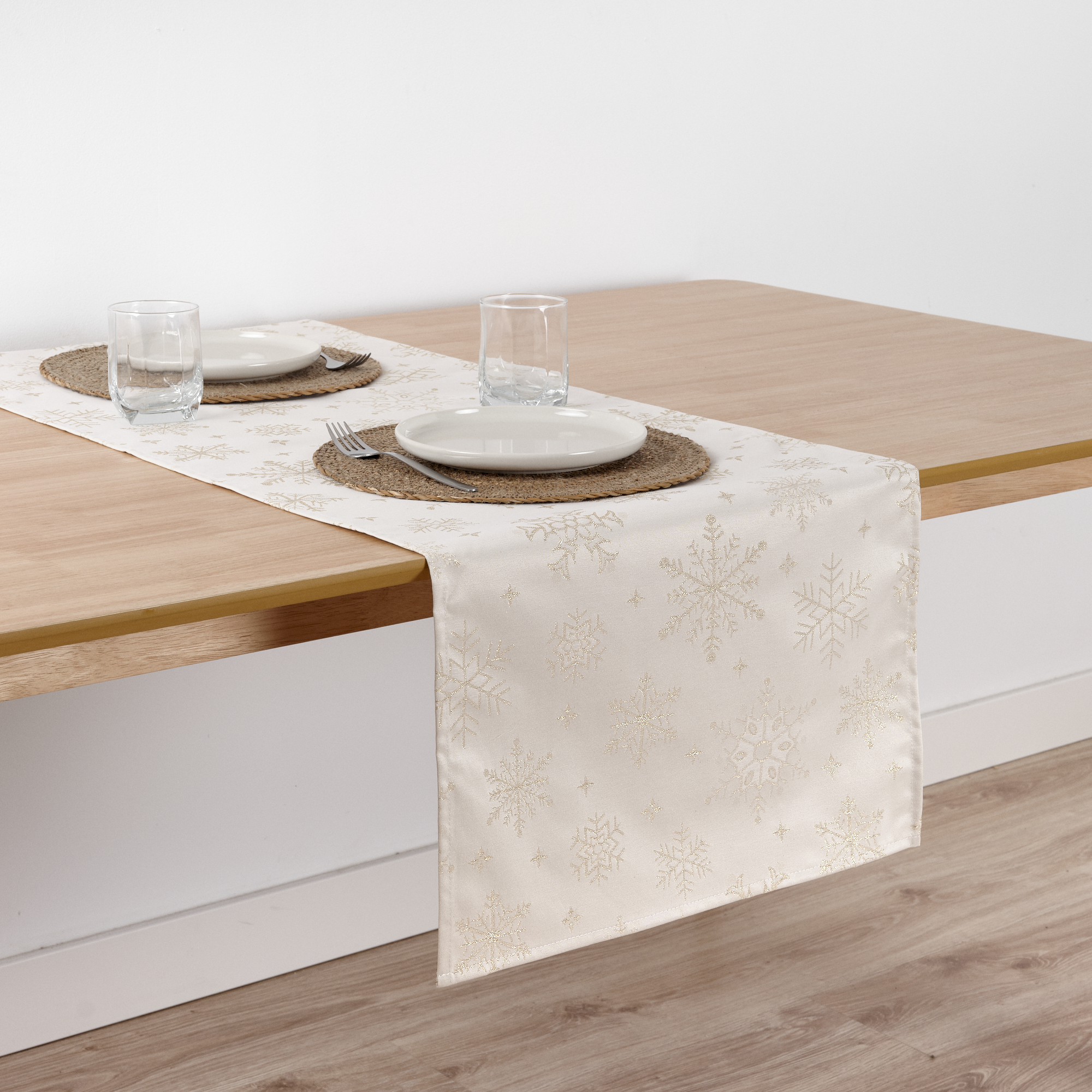 Camino de Mesa Navidad 45x140 cm con Lurex de Hilo Dorado/Plateado - ¡Decora tu hogar esta Navidad!