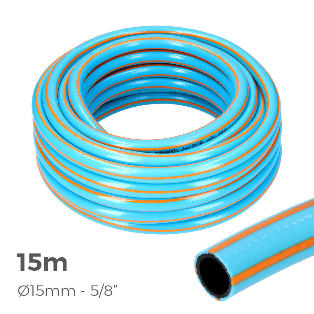 MANGUERA JARDIN ANTI-TORSION PROFESIONAL Ø INTERIOR 15mm Ø EXTERIOR 20mm (5/8") - ROLLO 15m EDM