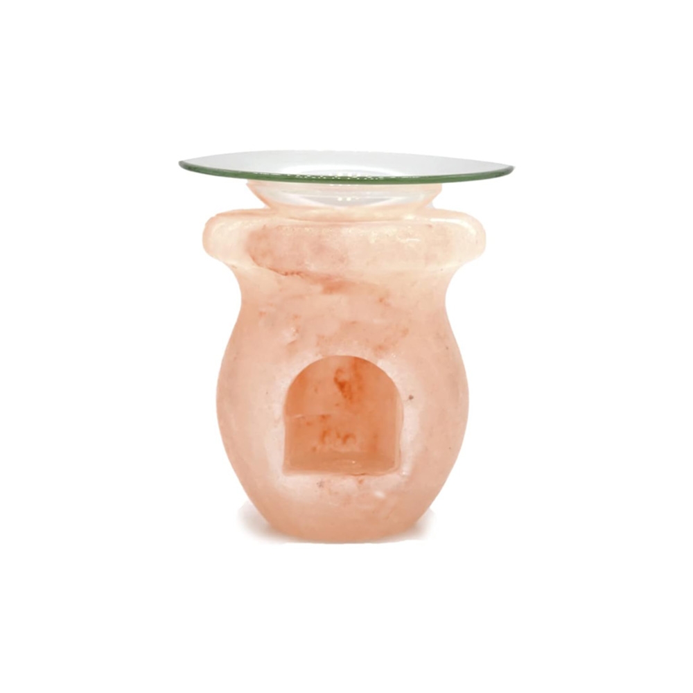 PLUSHOME Portavelas y Quemador de Sal Himalaya - Decoración del Hogar - Meditación - Relajación - Bienestar - Concentración - Yoga