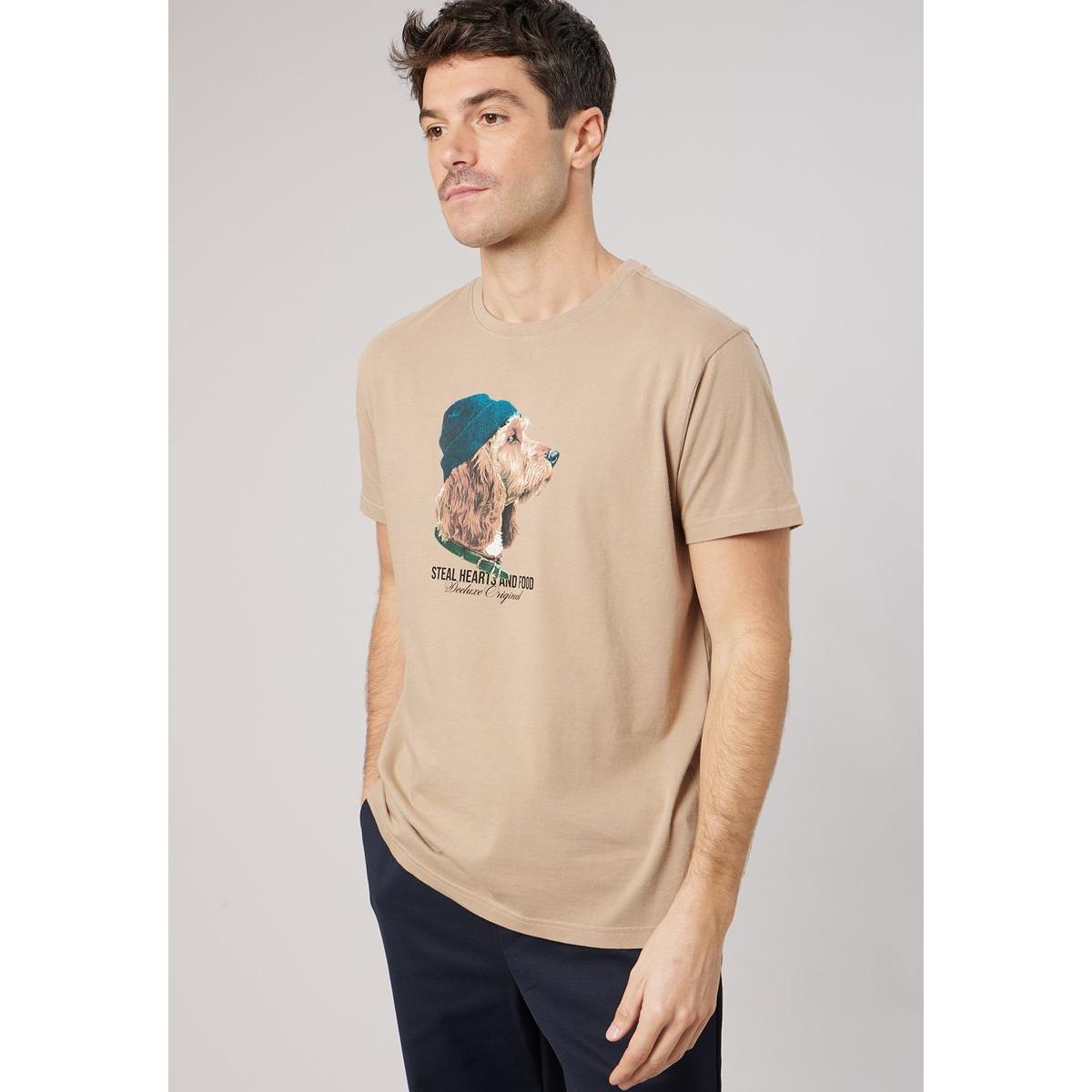 DEELUXE Camiseta de hombre de punto 100% algodón con estampado de perro estilizado 100901