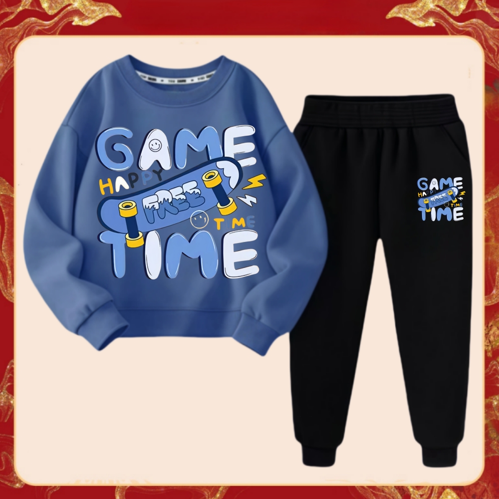 TK Conjunto De Ropa Para Niños Primavera 'Juego De Tiempo' Camiseta Impresión Y Pantalones 2 Piezas Traje De Verano Para Bebés Niñas
