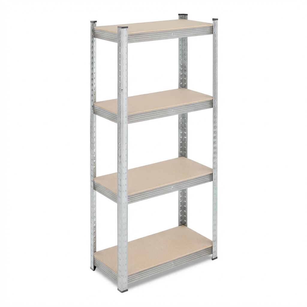 Estantería Metálica Robusta 140×70×30 cm, 4 Estantes de MDF, Sistema de Almacenamiento para Sótano, Garaje o Taller