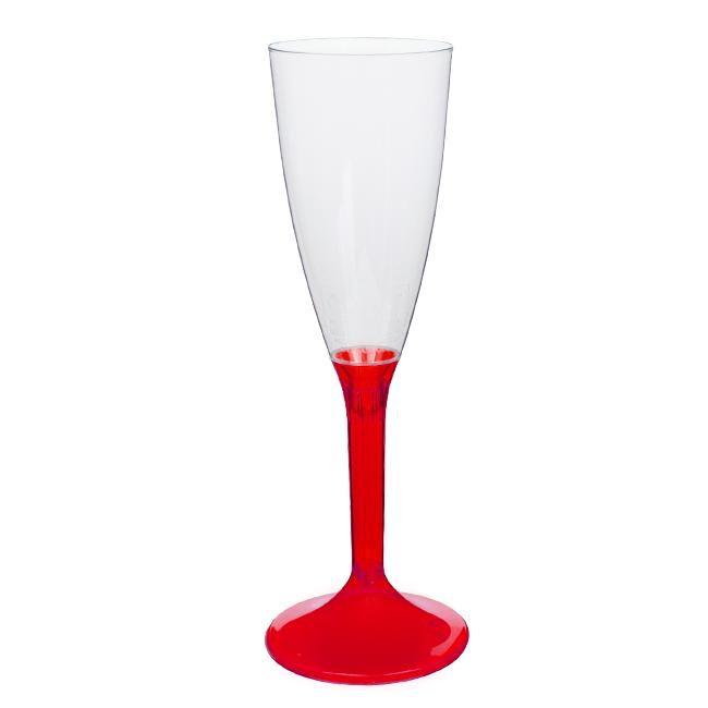 MONOUSO | Copa Reutilizable PS Pie Rojo Transp. Cava 120ml 2P (20 Uds)