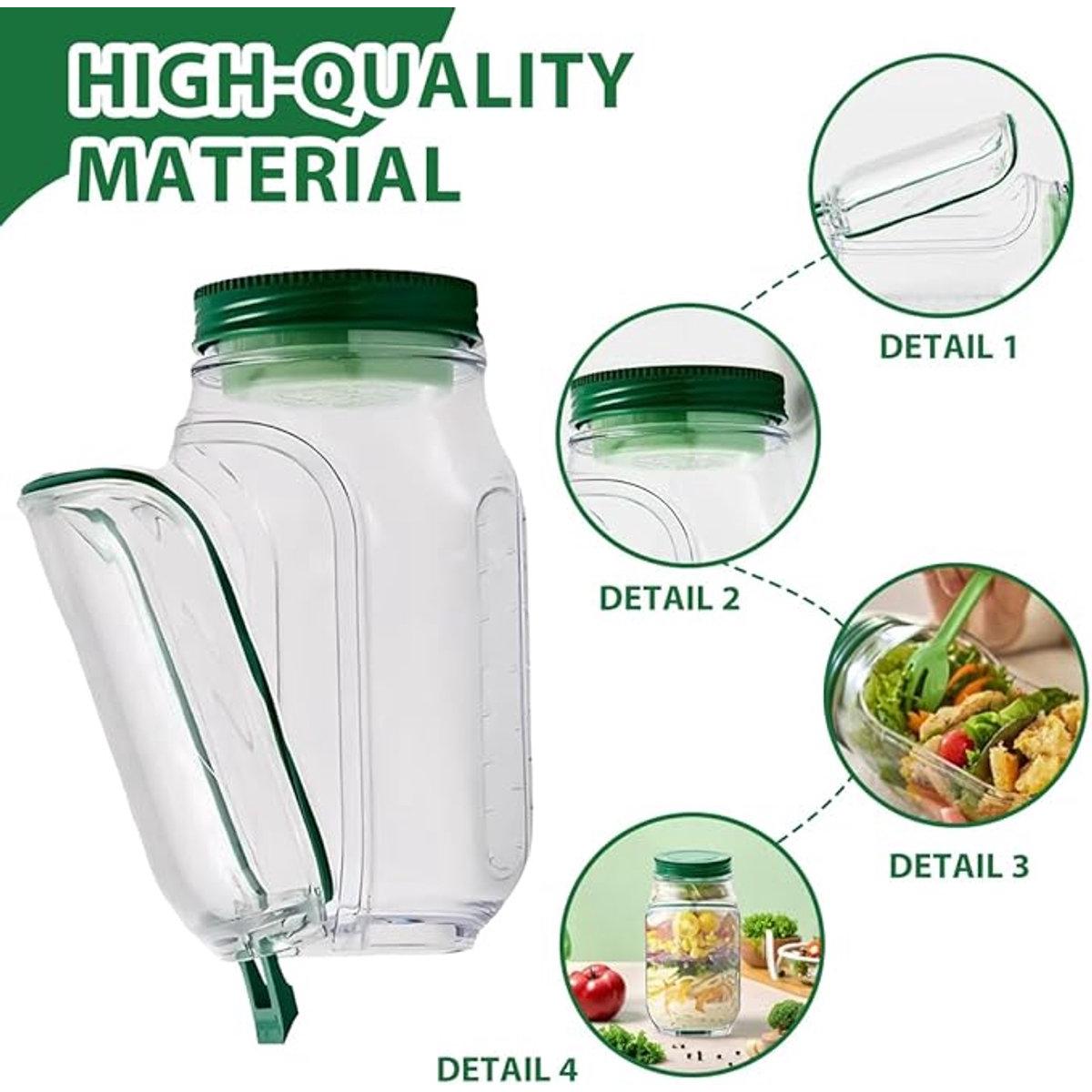 Fiambrera para ensaladas - Fiambrera para adultos - Fiambrera para ensaladas - Recipiente para ensaladas - Fiambrera vertical para ensaladas - Bol integrado para ingredientes frescos - Soporte para salsas a prueba de fugas - Fiambrera con compartimentos s