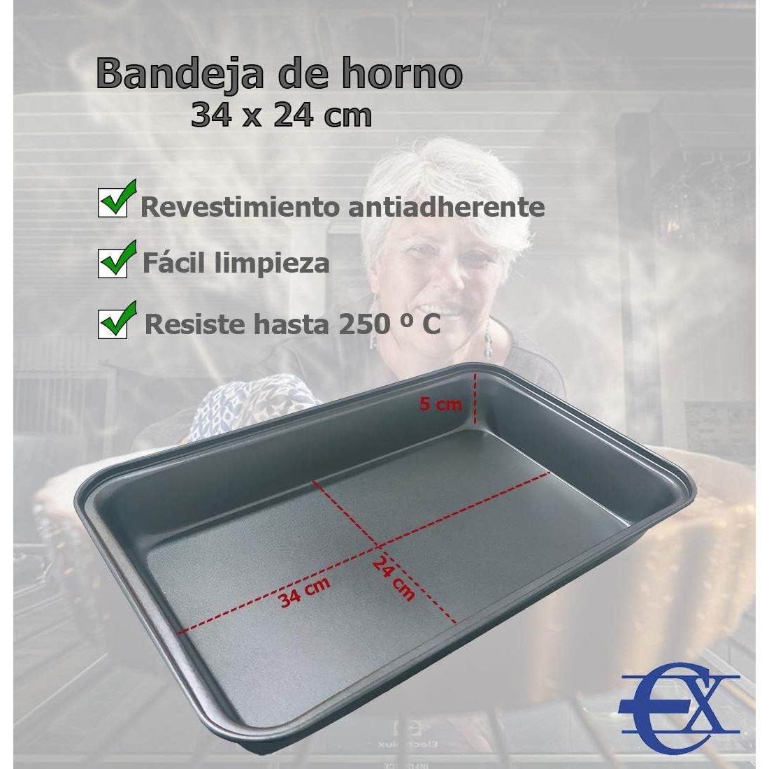 Bandeja de Horno Euroxanty | Fácil Limpieza | Asados de Carnes y Pescados | Lasañas y Repostería | Molde Antiadherente | Acero Inoxidable | Set 3 Unidades