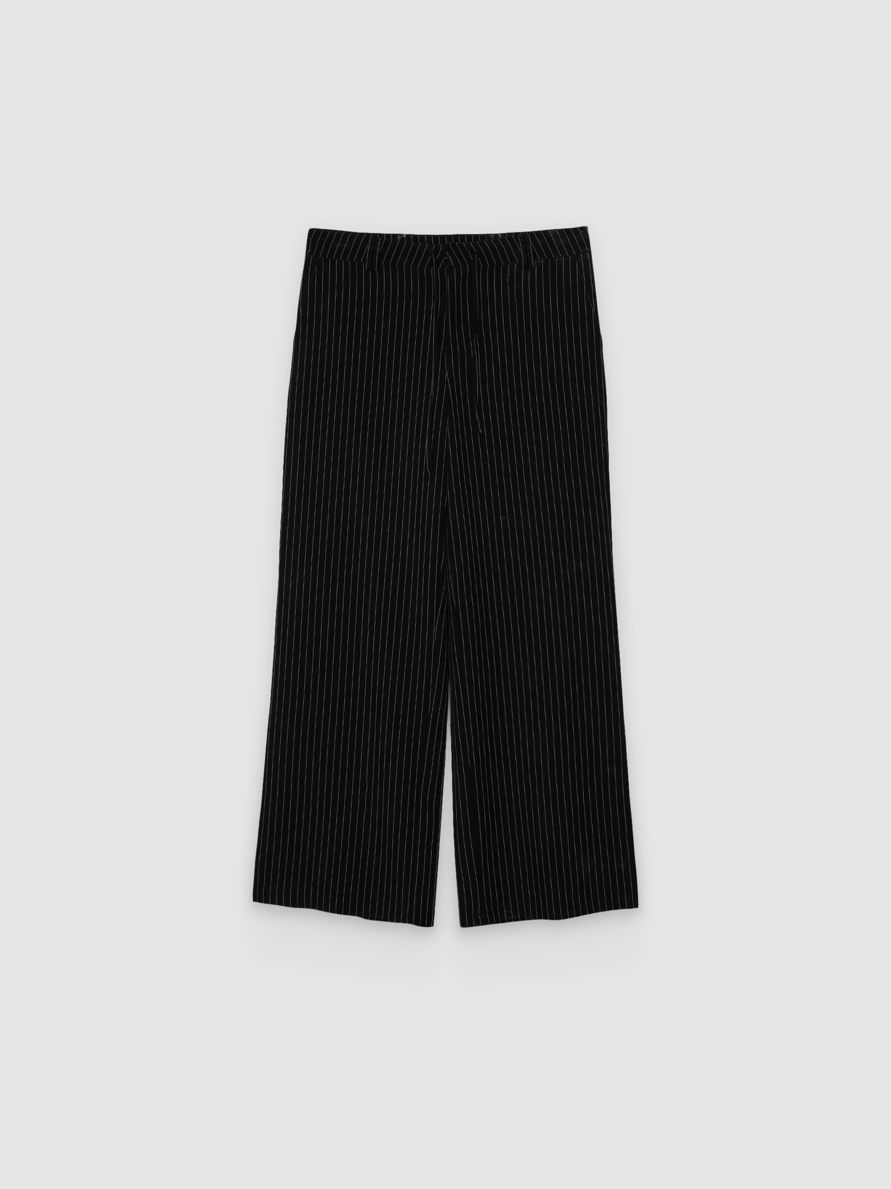 Pantalón de traje fluido de tiro medio, estampado de rayas, con cierre de botón y cremallera en poliéster INSIDE