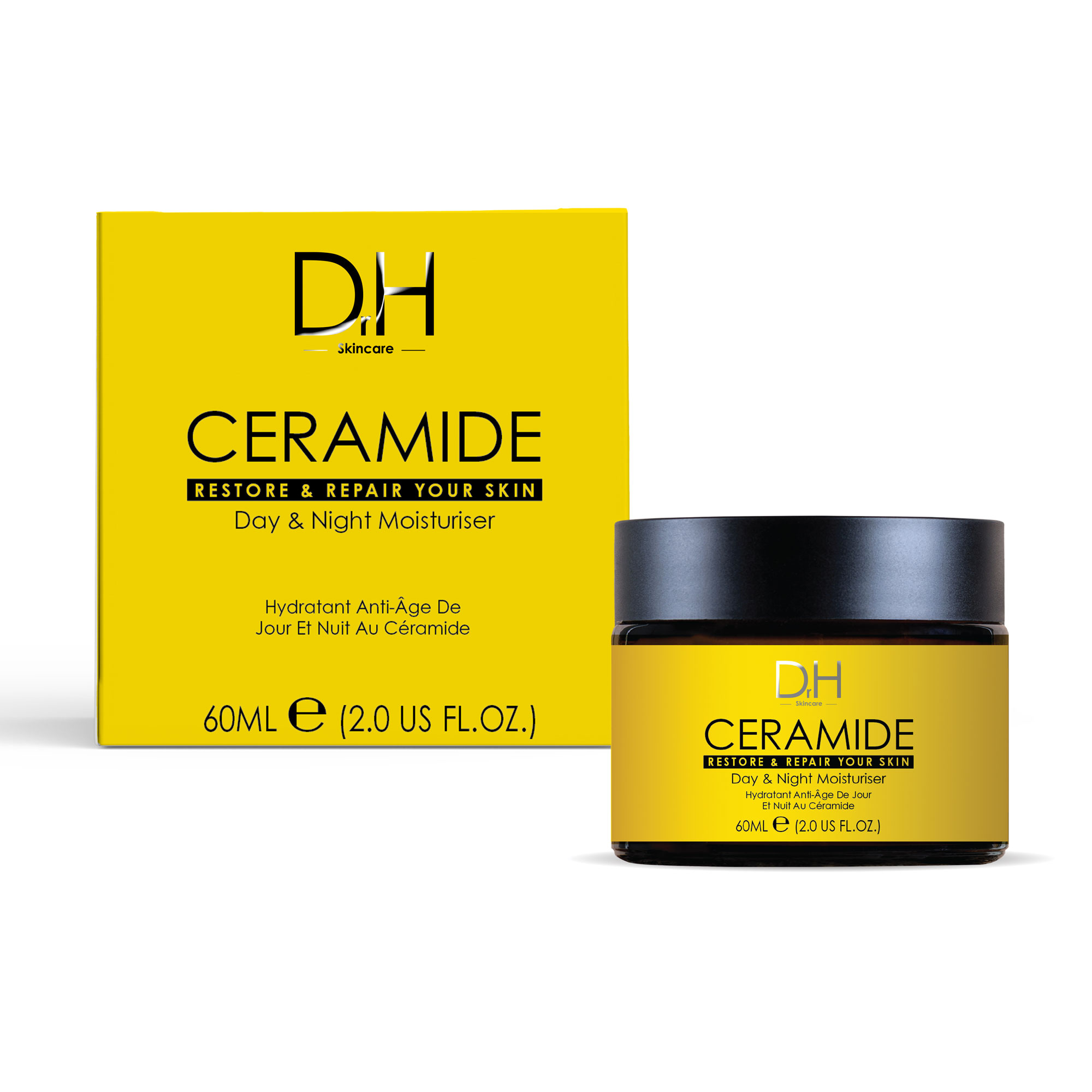Dr H - Hidratante de Día y Noche con Ceramidas 60 ml, con Colágeno para Todo Tipo de Piel