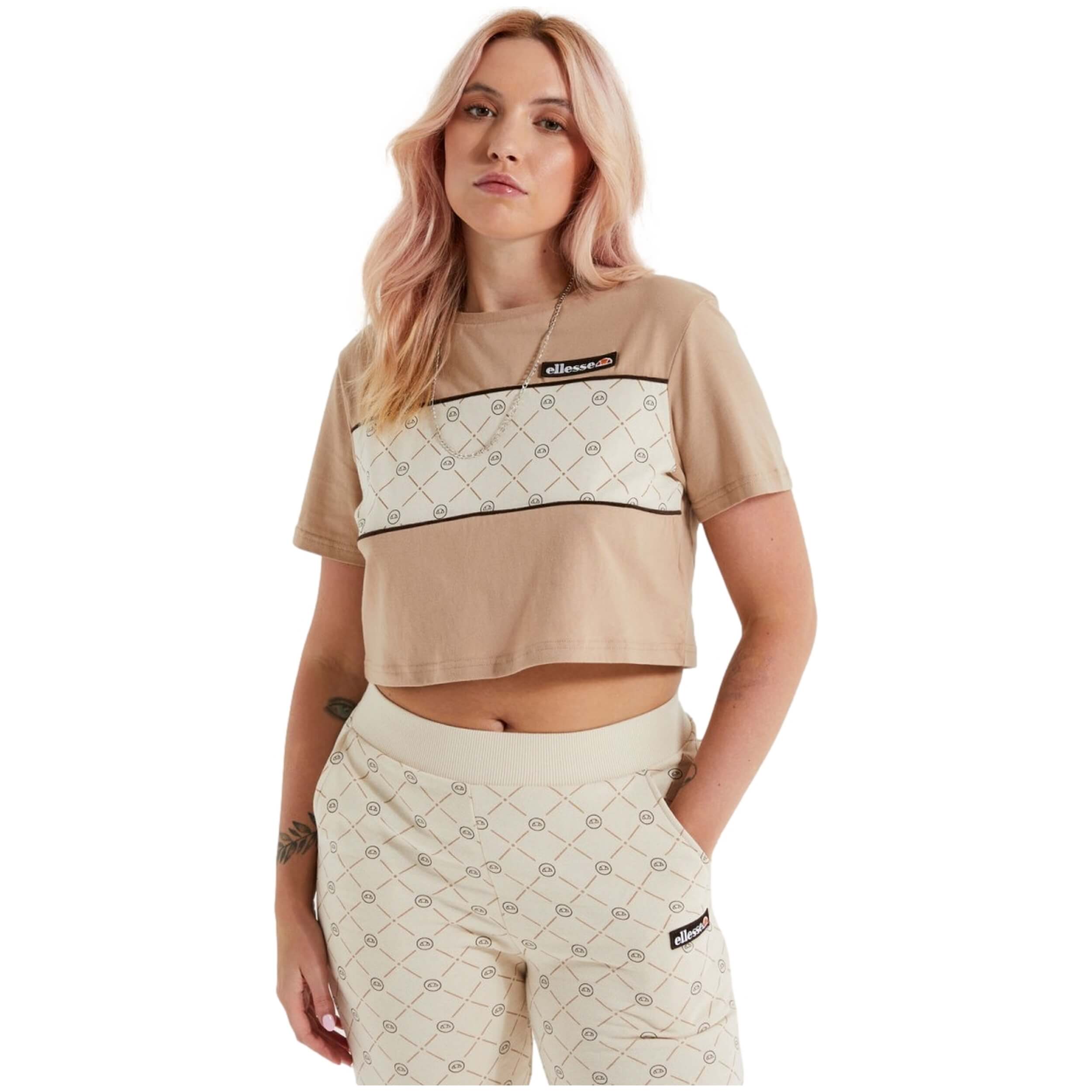 Top Ellesse modelo Camiseta crop Flossie para Mujer en color Beige