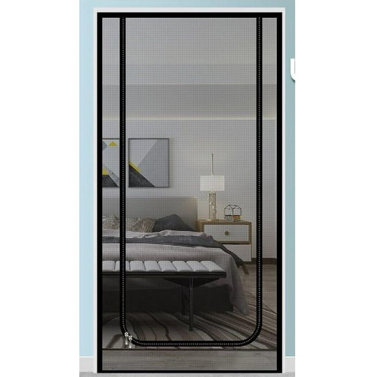 Om Home Puerta de seguridad para gatos con mosquitera: impide que los gatos se escapen al salón, el dormitorio y la cocina. Tamaño de puerta adecuado: 120 x 220 cm. Color: negro.