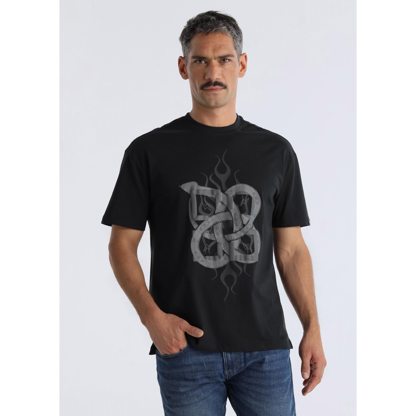 SIX VALVES - Camiseta manga corta con grafica de serpiente en el pecho