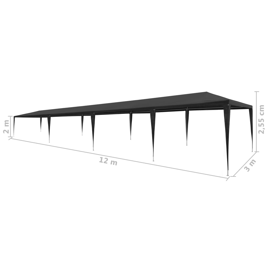 vidaXL Carpa para fiestas PE gris antracita 3x12 m