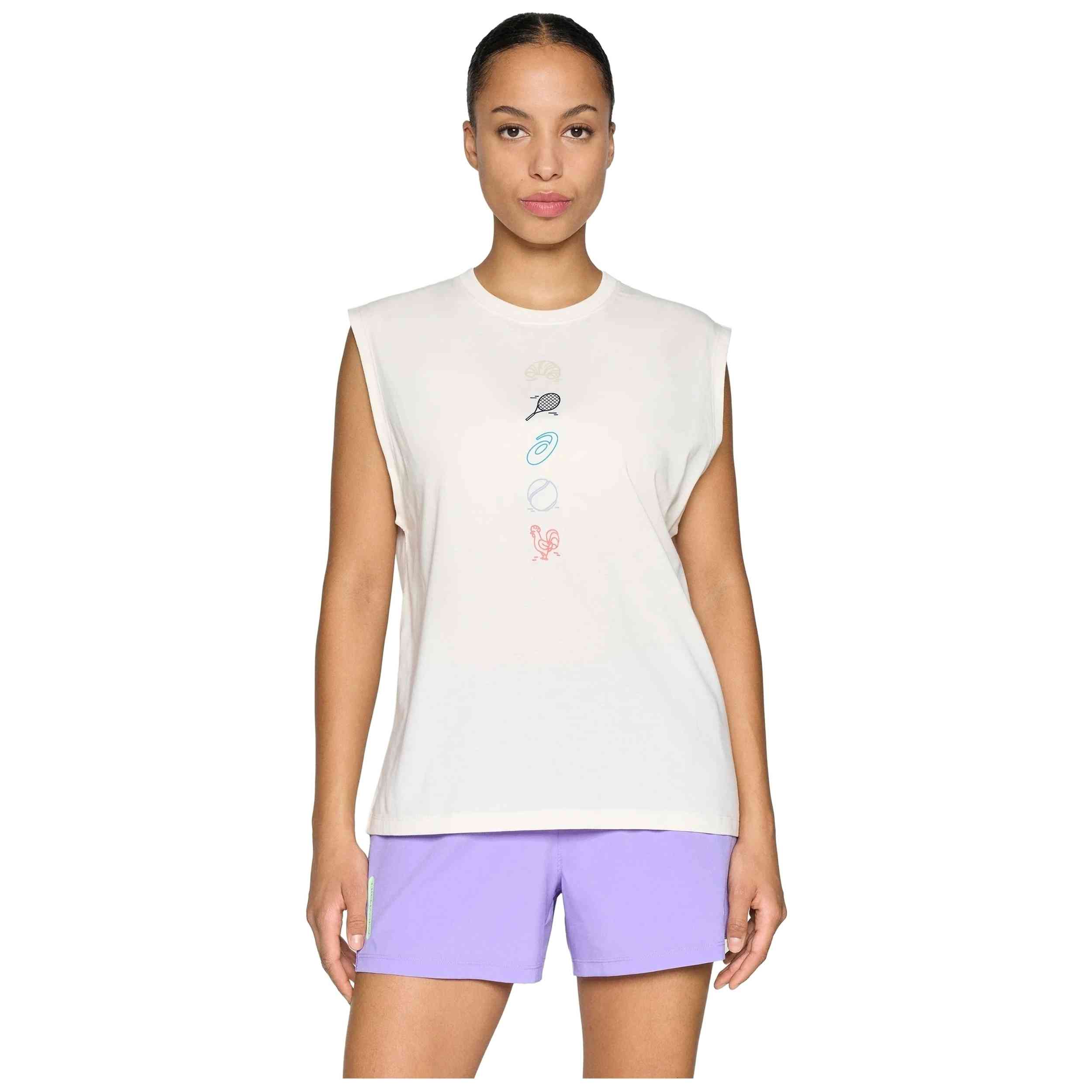 Camiseta De Manga Corta Asics modelo 2042A393-102 para Mujer en color Beige