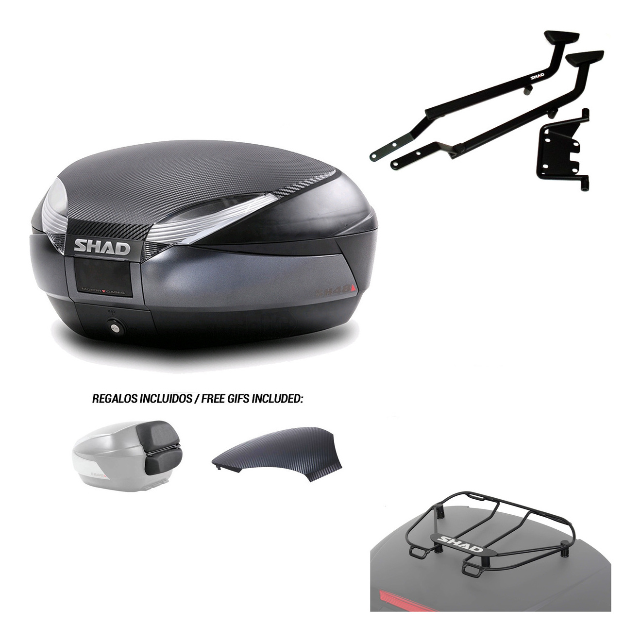 Baul Trasero + Herraje Montaje + Parrilla Portabultos Sh48 KIT-181359