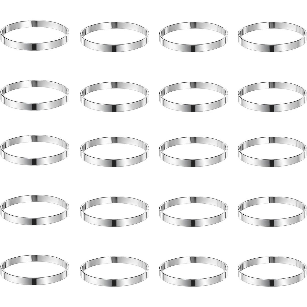 20 piezas - Anillos para servilletas - Servilleteros creativos - Decoración para bodas - Decoración de mesa - 4*4*0.5cm - Plateado - Metal - Hebillas para servilletas - Para bodas, banquetes, fiestas de aniversario - Hebillas para servilletas - Accesorio