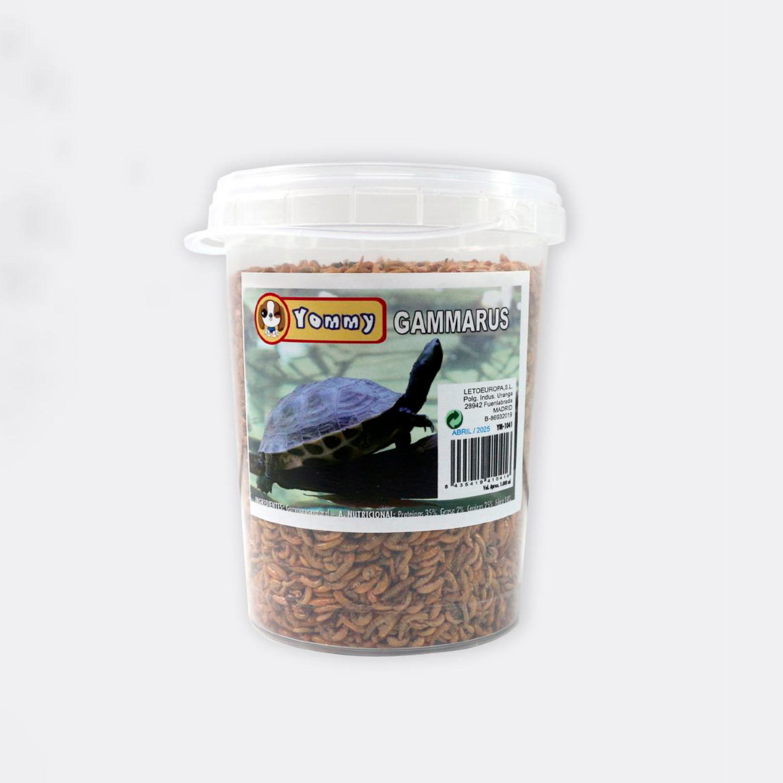 Alimento Natural Comida Gammarus para Tortugas 1000 ml, cubo grande pienso gambas para Torutugas 1 Litro