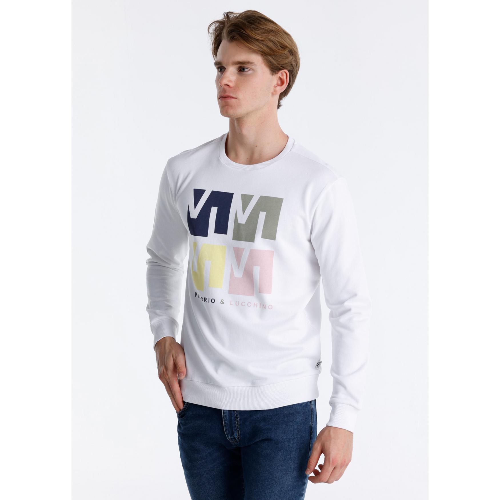 Victorio & Lucchino - Sudadera de Cuello Caja con Gráfica de Cubos Diseño