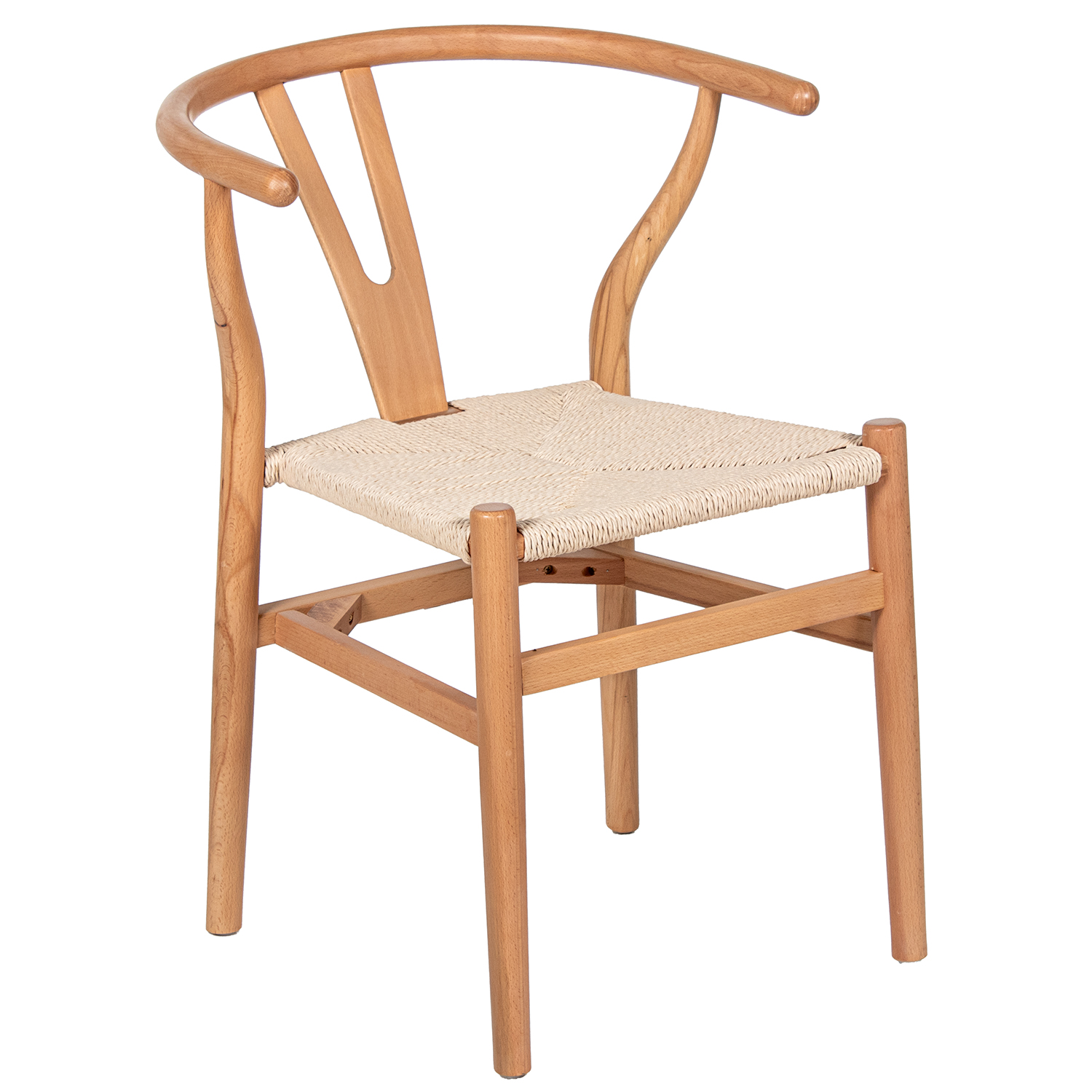 Silla con brazos madera haya natural asiento de cuerda 54x56x72cm h.asie: 44 h.bra: 72