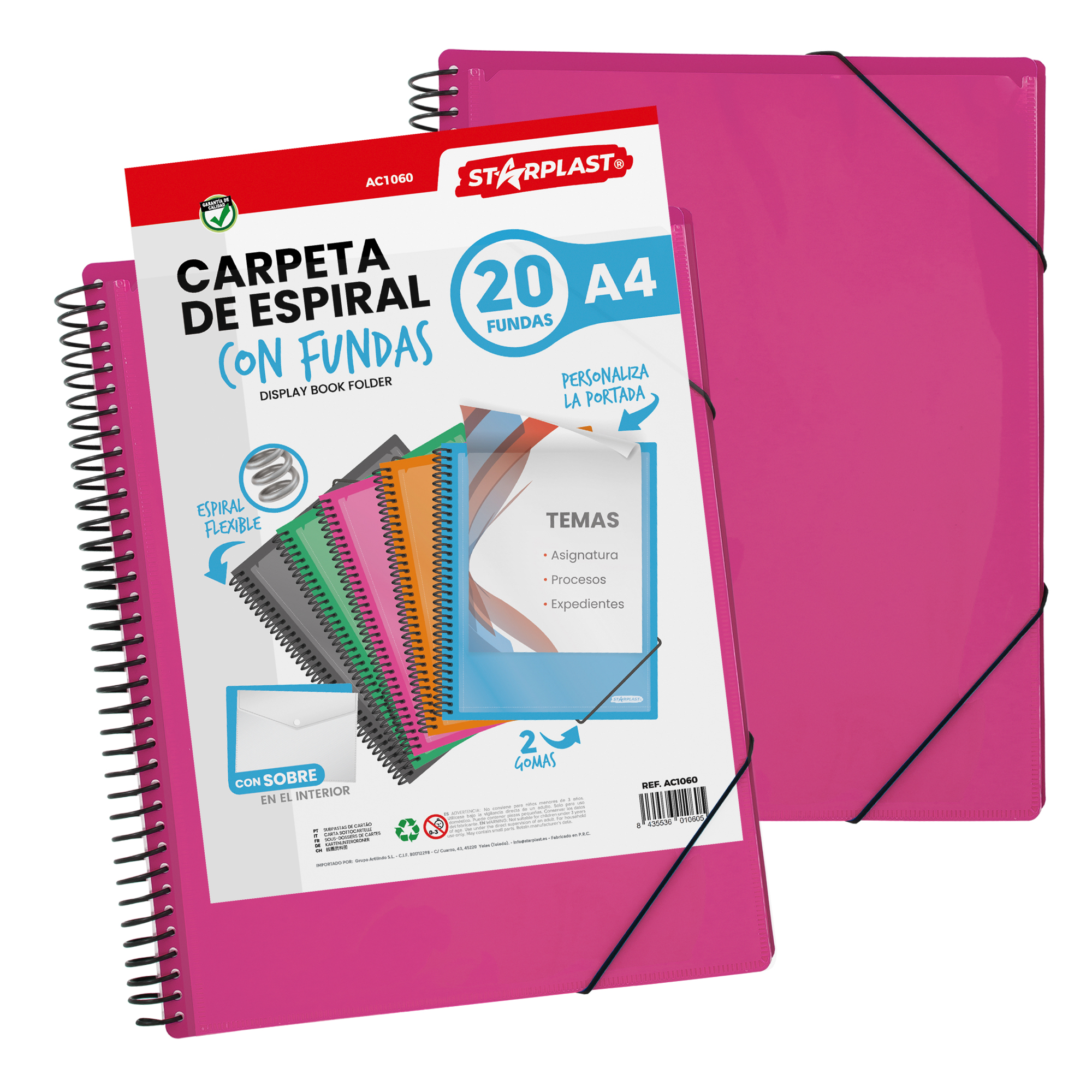 Starplast Carpeta A4 20, 30 Y 40 Fundas con espiral flexible con portada intercambiable