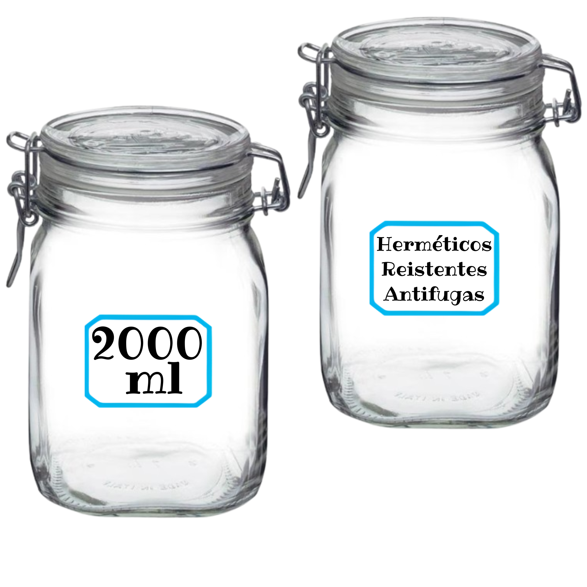 4 Tarros de Cristal Herméticos con Juntas de Silicona – Tarros herméticos de Almacenamiento para Alimentos, Conservación Fresca y Organizada Incluye Etiquetas