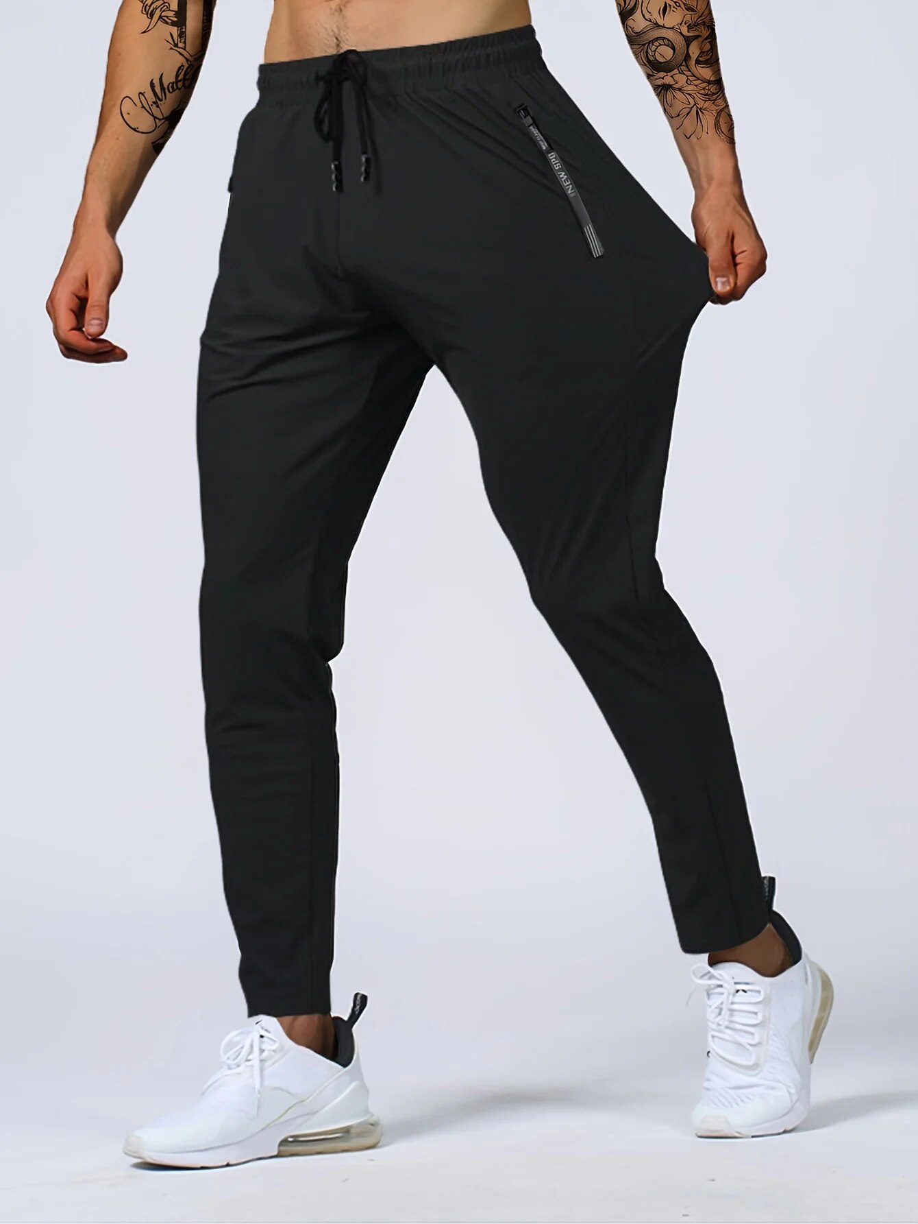 TK Pantalones De Running Para Hombre Con Cinturón Ajustable Y Doblez Almidonada Rápida Transpirables Pantalones Deportivos De Alta Estirabilidad Para Fitness