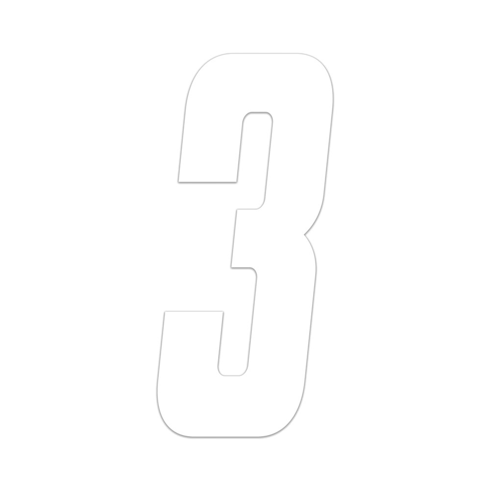 Pegatina Race Number para Moto Cross "3", Blanco 21 cm
