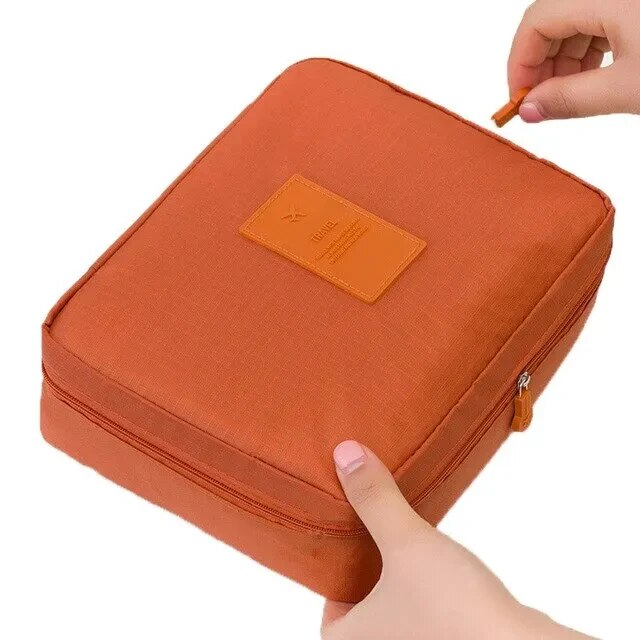 OmHome Portable Travel Makeup Bag Waterproof Multi Compartment Multifunctional Cosmetic Make Up Toiletry Organizer for Women and Girls