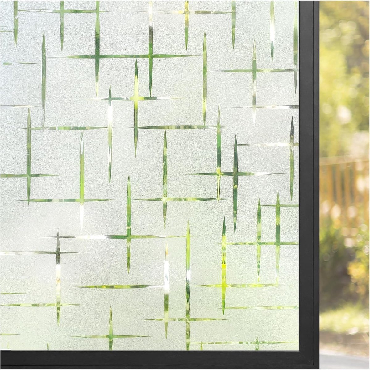 Lámina estática para ventanas - Lámina de privacidad - Lámina estática no adhesiva con protección UV - Diseño en cruz - Ideal para el hogar, la oficina y la cocina - 30 x 400 cm