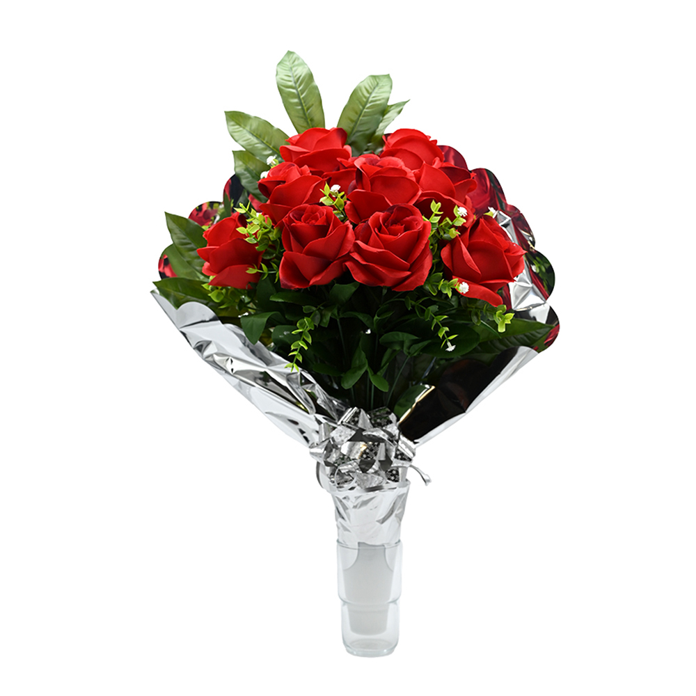 PLUSHOME Flores Artificiales: Elegancia Duradera: ramo Artificiales para Cementerio, Nichos y Sepulturas,Más de 30 Diseños tamaño aproximado 58x45cm,Botes con Liliums Artificiales.