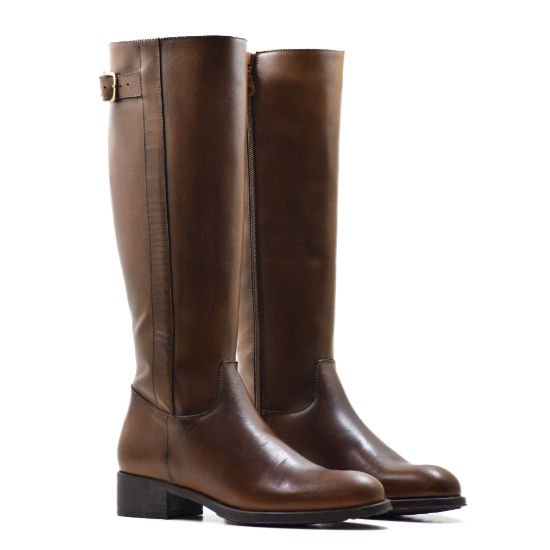 Bota Elodie CA-1655 en Piel Krust Camel - Alta Calidad