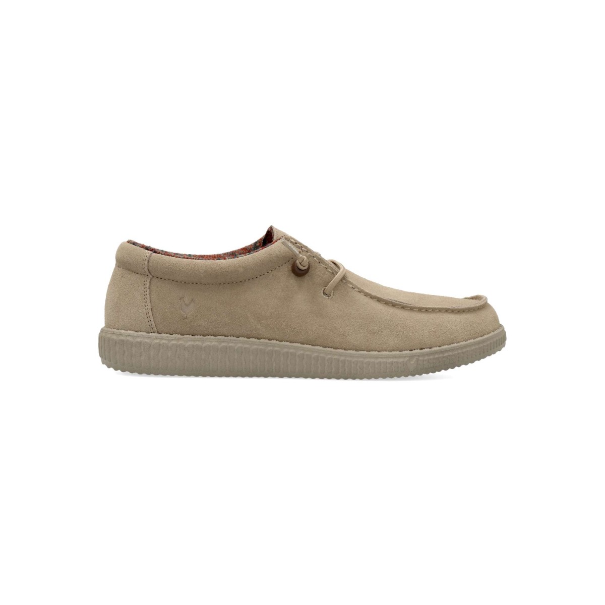 WALK IN PITAS - Mocasines Wallabee para hombre de piel serraje beige, suela EVA ligera y flexible, plantilla extraíble transpirable anti-humedad