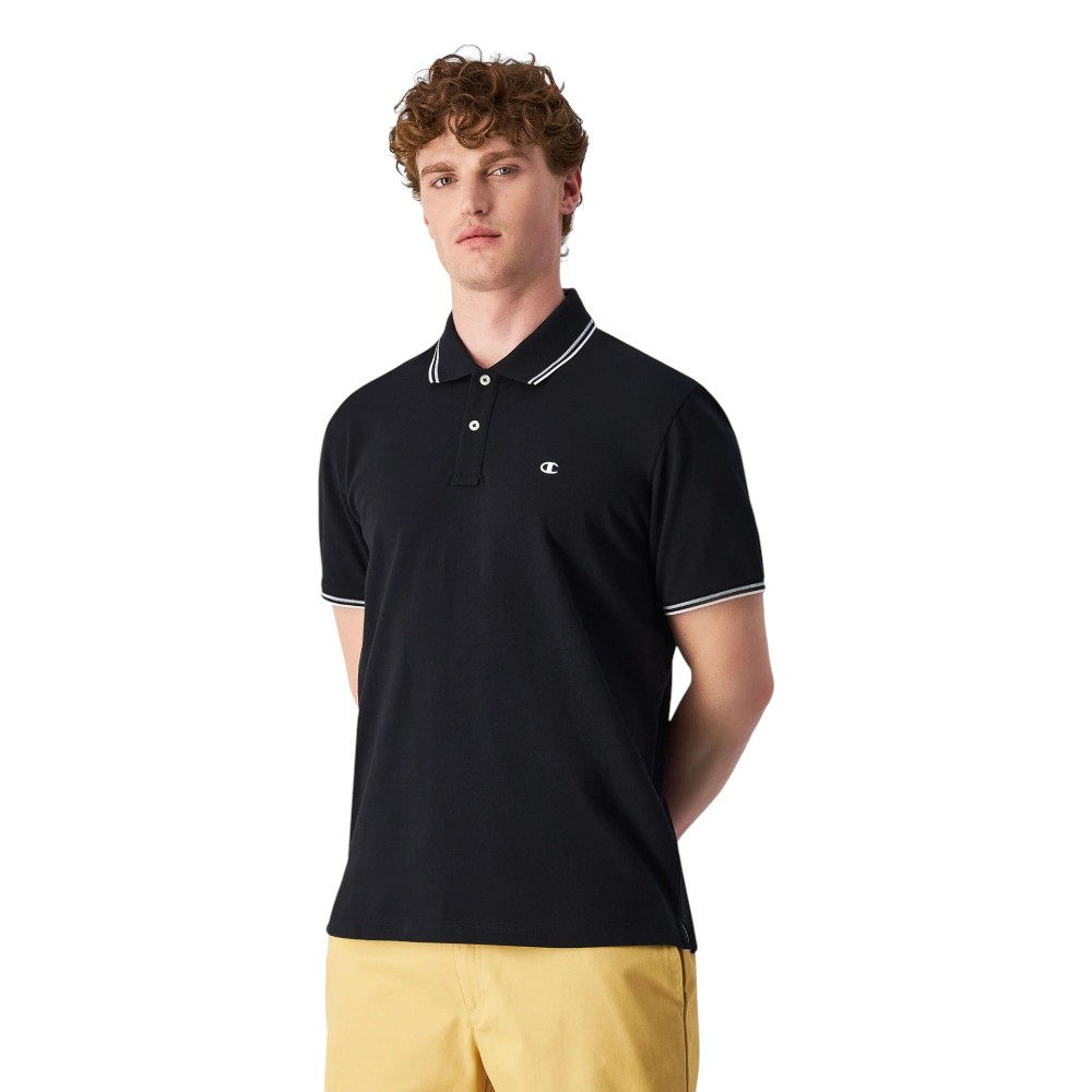 Polo Champion Pique Algodon Negro 220897-Kk001 Casual Camiseta Hombre