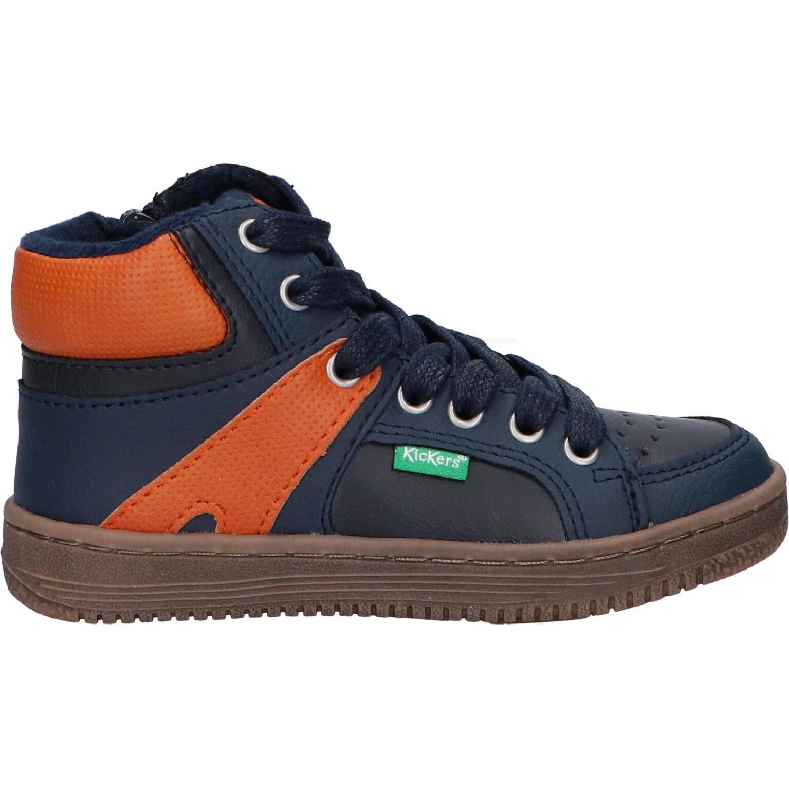 Kickers girl and boy ankle boots 739353 -30 lowell synthetique 103 marine orange