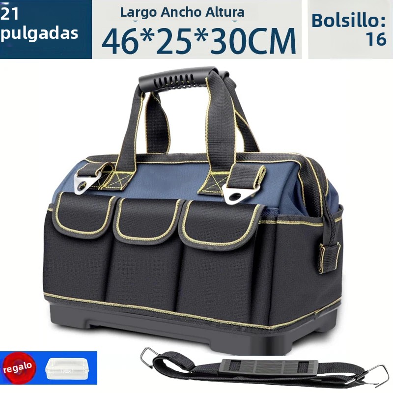 OmHom Bolsa De Herramientas Multifuncional De 23 Pulgadas Capacidad Grande Resistente Al Agua Y Al Desgaste Con Múltiples Bolsillos Para Electricistas