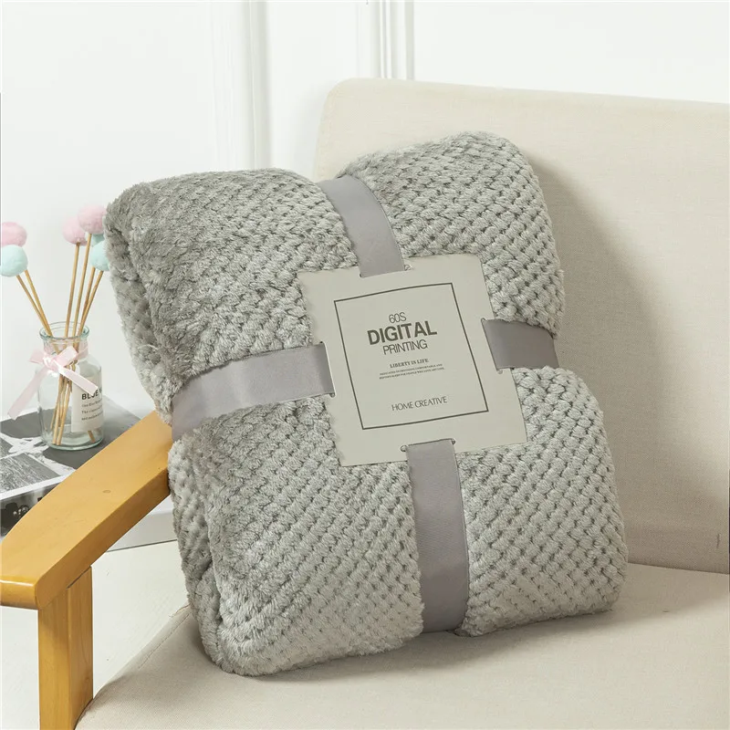 TK Manta De Felpa Coral Japonesa 300gsm Estilo Primavera Verano Suave Y Fluffy Falso Pelo De Mink Cubierta De Sofá Sólida Manta De Cama En Cuadros